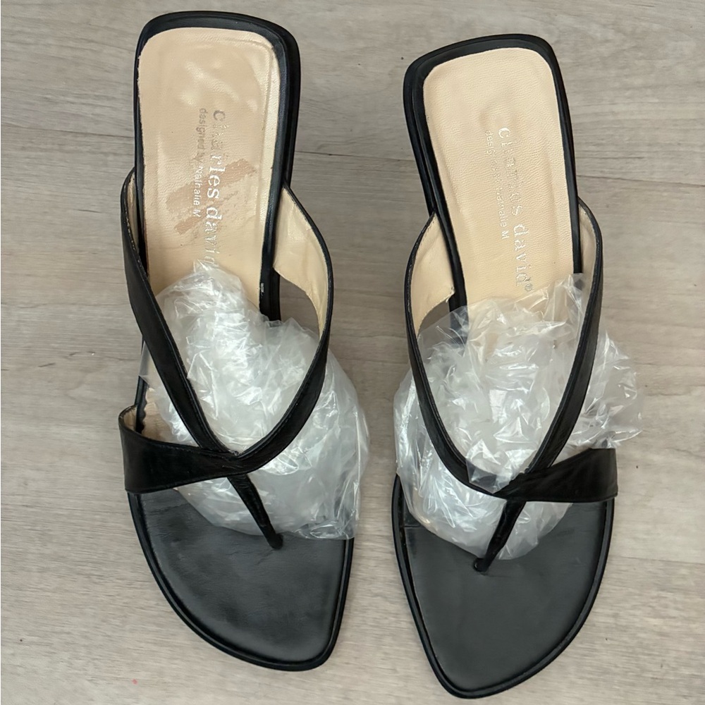 Elegant Black Heeled Sandals by Charles David.